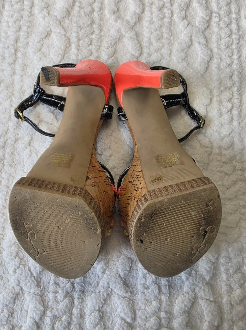 Jessica Simpson Rainbow Cork Platform Heels Size 6